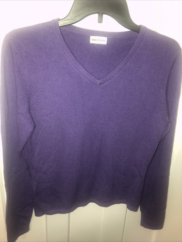 Fewa Pashmina 100% Cashmere V-neck Fall Winter Sweater Purple L/S Small 17” Ptp - Picture 4 of 18