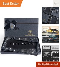 Bling License Plate Frames For Women 2 Pack Plate Covers Black Handcrafte... Bling License Plate Frames For Women 2 Pack Plate Covers Black Handcrafte...