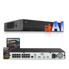 Anpviz AI 16CH PoE NVR Network Video Recorder, NVR Support 12MP IP PoE Cameras