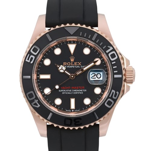 Rolex Yacht Master 40mm 18k Rose Gold Rubber Black Dial Automatic Watch 126655 - Picture 2 of 7
