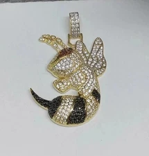 2.90Ct Round Cut Lab-Created Diamond Honey Bee Pendant 14K Yellow Gold Plated