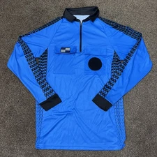 Blue Referee Jersey S Official Sports US Soccer Fed w Patch Shirt Long Sleeve