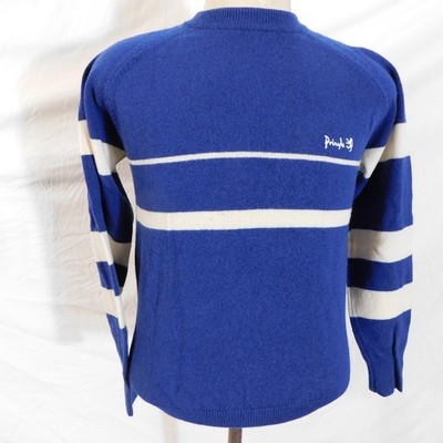 Pringle of Scotland Sports Mens 38 Small Wool Sweater Jumper Blue Stripe