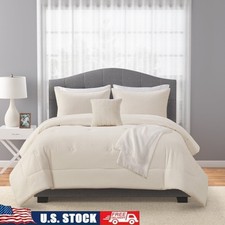 5-Piece Waffle Comforter Set W/ Shams Decorative Pillow  Throw Adults Teens New