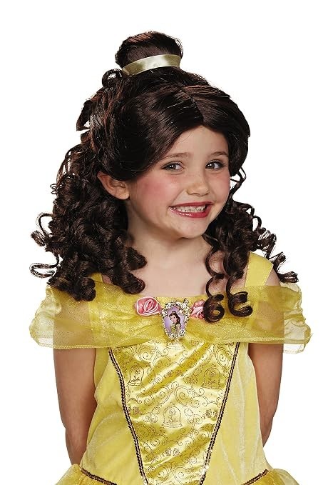 Disney Princesa La Bella Bestia Bella Marrón Halloween Disfraz Peluca para Niño