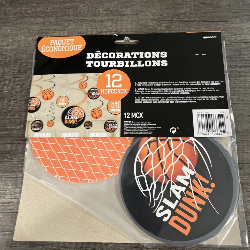 Nothin But Net Basketball Hanging Swirl Decorations 12 Per Pack 3 Paper - Image 2 of 2