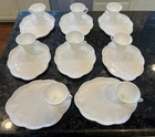 Vintage INDIANA COLONY HARVEST Grape Milk Glass Snack Plate Cup - SET of 8