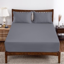 Bamboo Viscose Fitted Sheet Queen Size Only, 400 Thread Count, 8-16" Deep Poc...