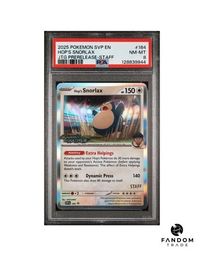 PSA 8 NM-MT Hop's Snorlax STAFF Holo Pokemon Journey Together PRERELEASE 184