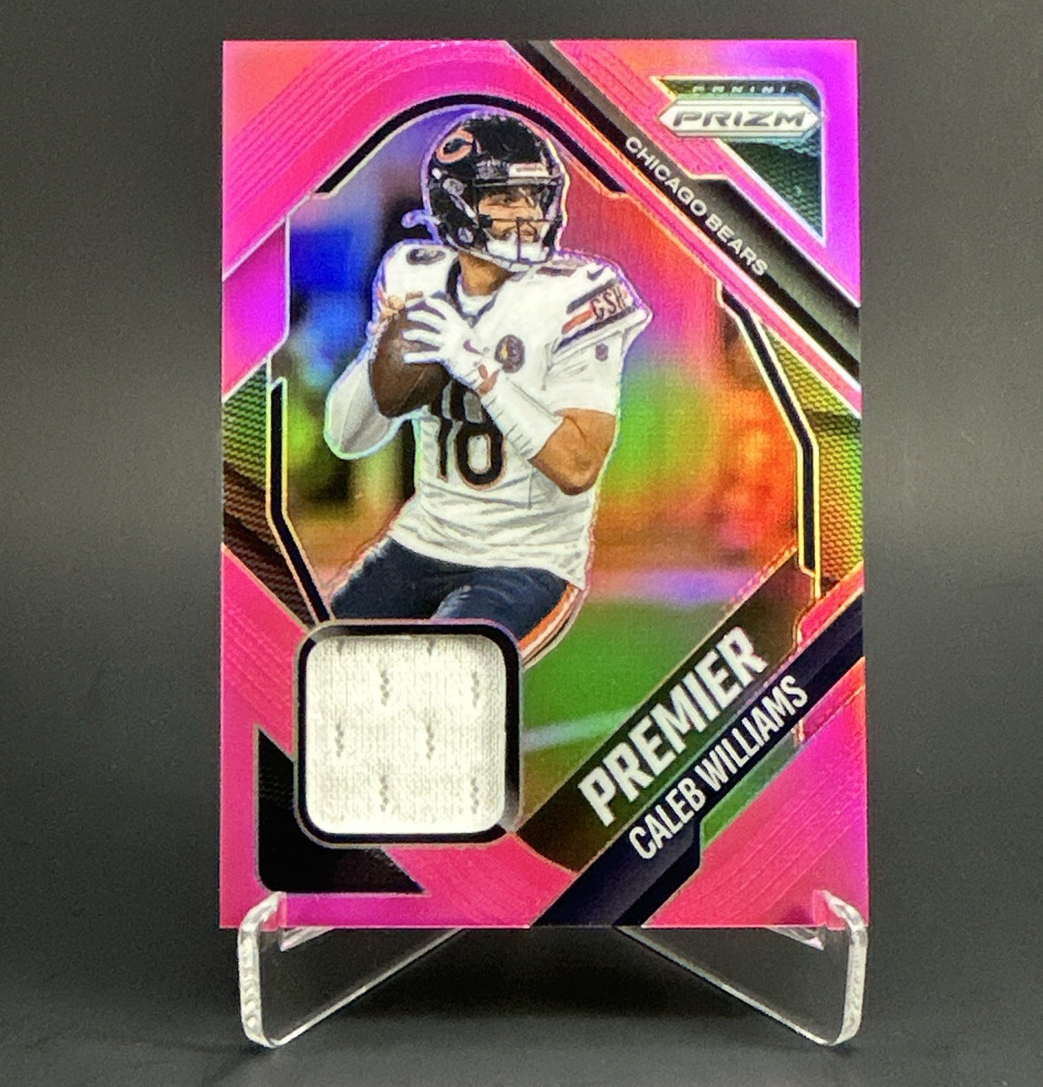 Panini 2024 Prizm Premier Jerseys Caleb Williams Bears Pink Patch #PJY-CWS SSP