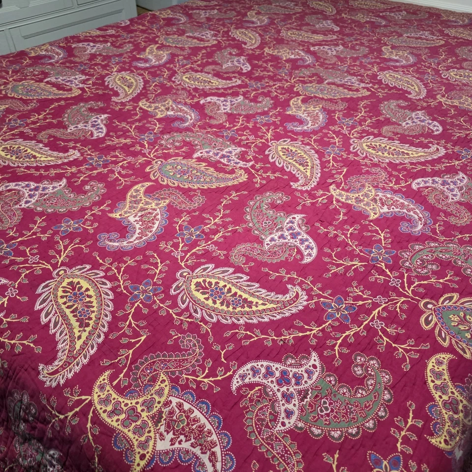 "Edredón de retazos florales rojos vintage Noble Excellence tamaño king 108x94""" Foto 3 de 4