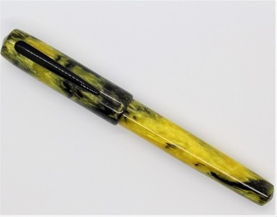Handmade Black and Yellow Alumilite Fountain Pen with Black Nib