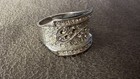 Vintage wide band Ring with filigree detailing and rhinestones, fashion Jewelry — photo 3