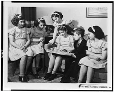 Dionne Quints at home,quintuplets,children,reading,album,book,siblings,1945