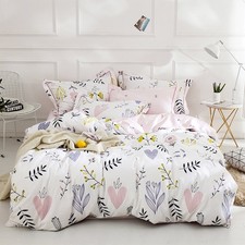Twin Duvet Cover Set Cartoon Pink Floral Duvet Cover 100 Washed Cotton Aesth...