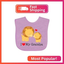inktastic I Love My Grandpa Baby Bib Lavender Efbc