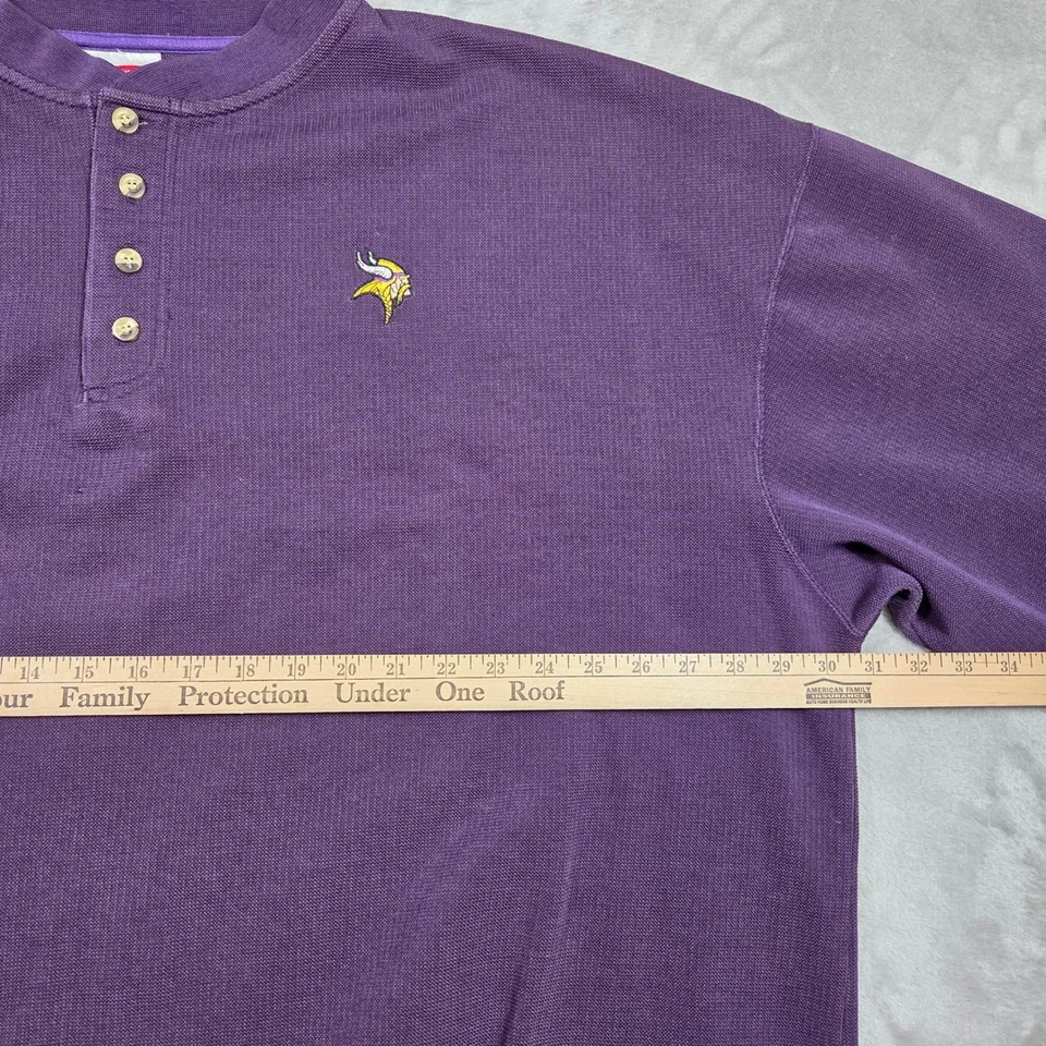 Vtg Cadre Minnesota Vikings Long Sleeve Henley Pullover Shirt XXL NFL Football - Image 2 of 4