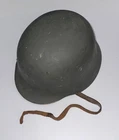 Vintage WW2 Military Steel Helmet with Leather Liner & Chin Strap, Militaria
