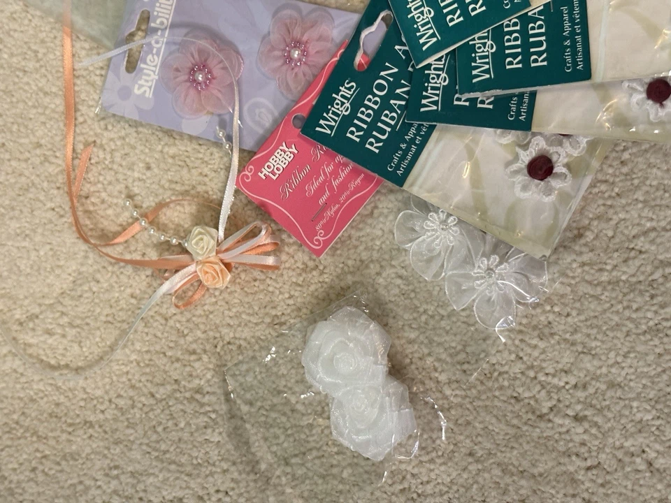 Lote Mixto de Cinta de Satén Rosa Flor y Lazos - Apliques Costura Arco Artesanal Foto 3 de 4