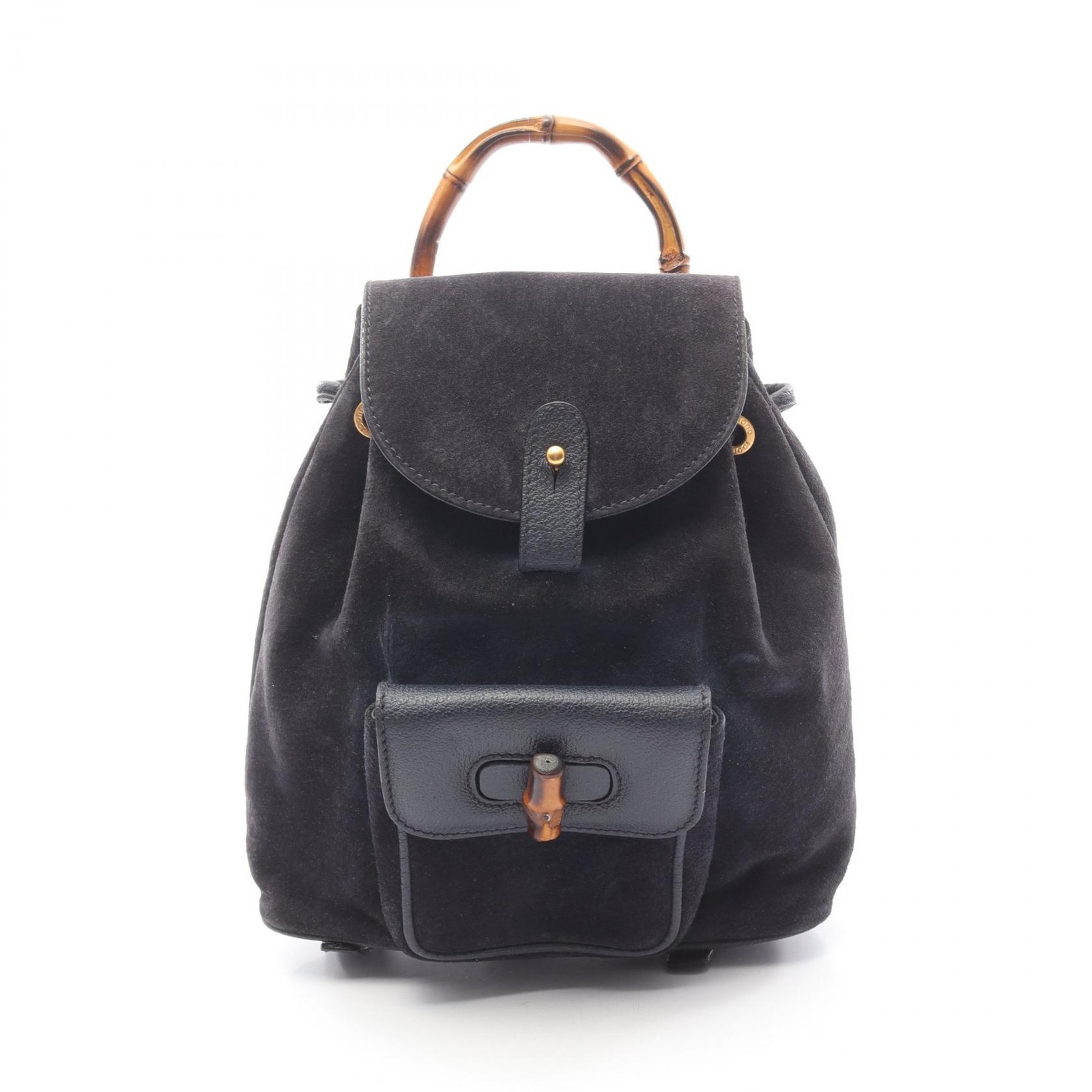 GUCCI Bamboo Zaino Zaino Borsa 03 2058 0030 Pelle Scamosciata Navy Usato Donna