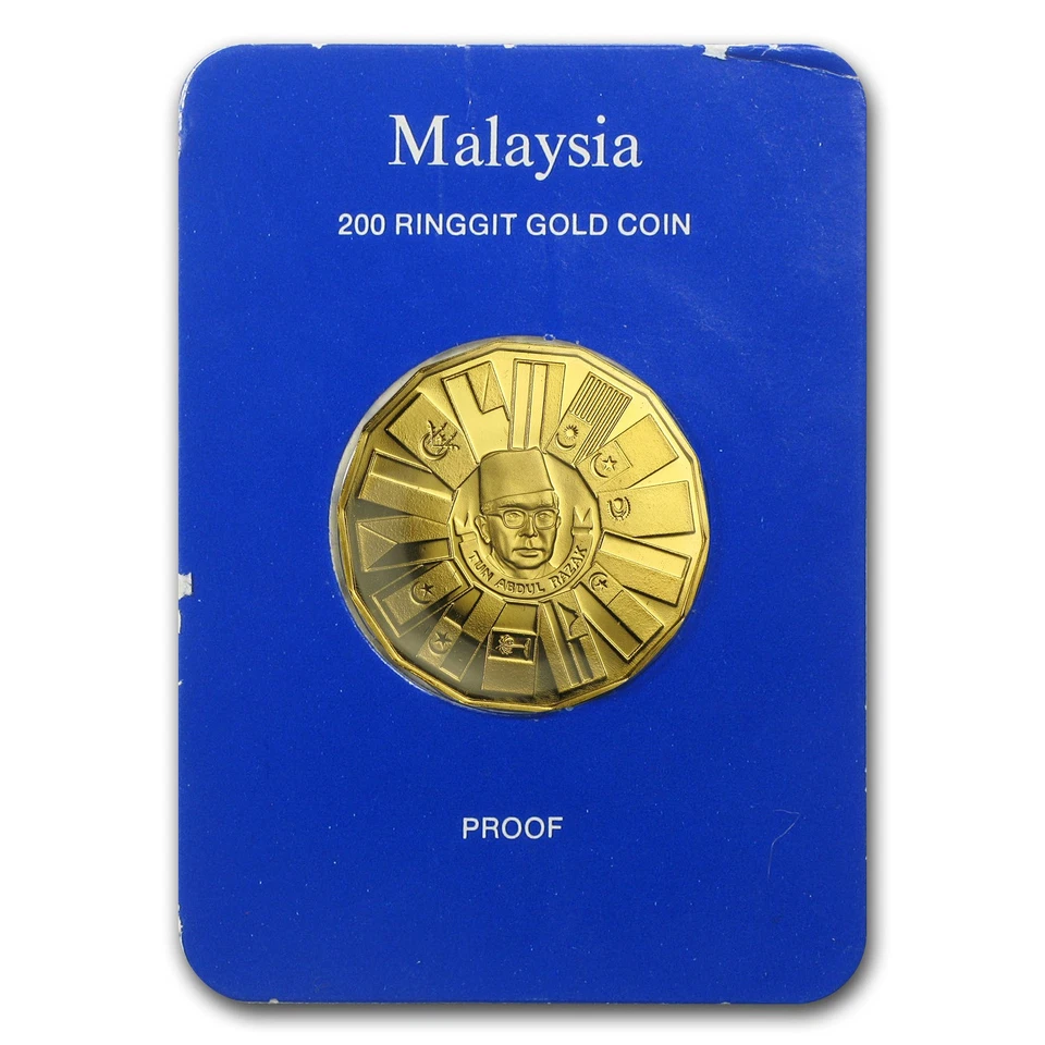 Malasia 1976 oro 200 Ringgit tercer plan de 5 años prueba Foto 3 de 3
