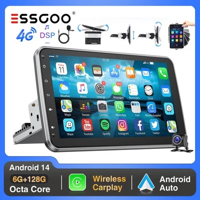 Android 14 Autoradio 10.1" CarPlay Android Auto 1 DIN 8 Core 4G GPS 6+128G + Kam - Bild 1 von 4