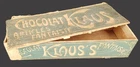 Antique KLAUS Chocolate Advertising Box Fancy Light Wooden Items - R
