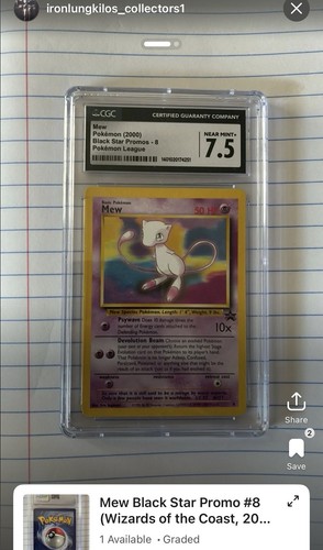 CGC 7.5 Mew Black Star Promo #8 Pokemon League 2000 English Card
