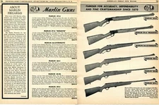 1957 2pg Print Ad of Marlin Model 39A Mountie, 56 Levermatic, 88C 88DL 89C Rifle
