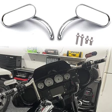Chrome Mini Oval Motorcycle Rear View Mirror For Harley Davidson Street Glide