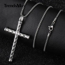 Trendsmax Cool Boys Stainless Steel Cross Pendant Necklace For Men Women Chain
