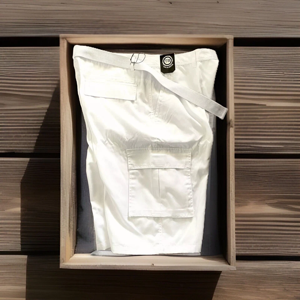 TRUE ROCK “2 PIEZAS TANK & CARGO SHORTS OUTFIT” BLANCO/GRIS PANTALONES CORTOS PARA HOMBRE 40/TANQUE 2XL Foto 4 de 4