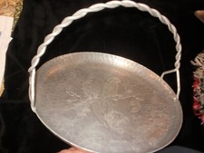 Hand Forged WORLD #1130 Metal Aluminum Tray w Two Parrots Pattern 13