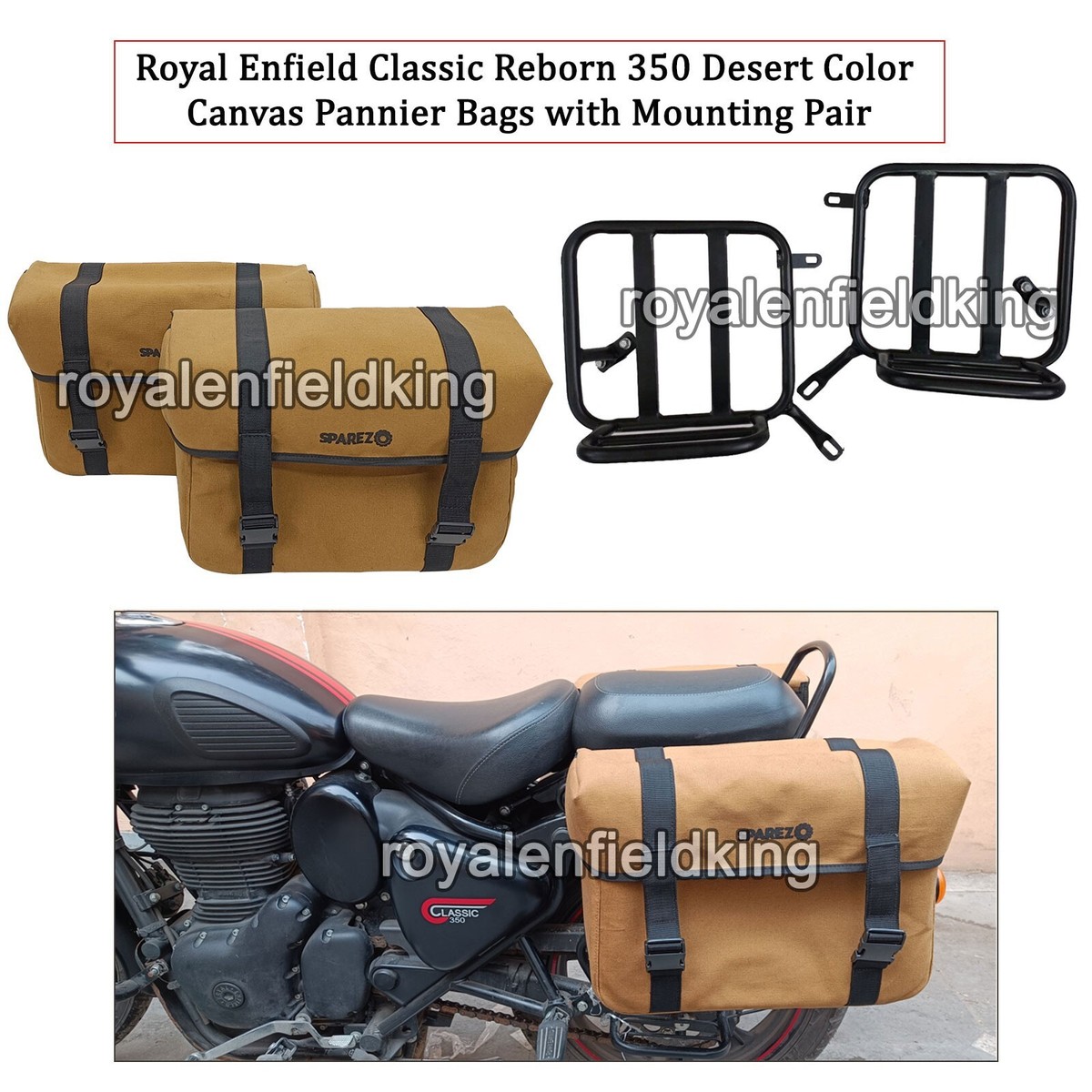 Fit For Royal Enfield Classic Reborn 350 Canvas Pannier Bags with