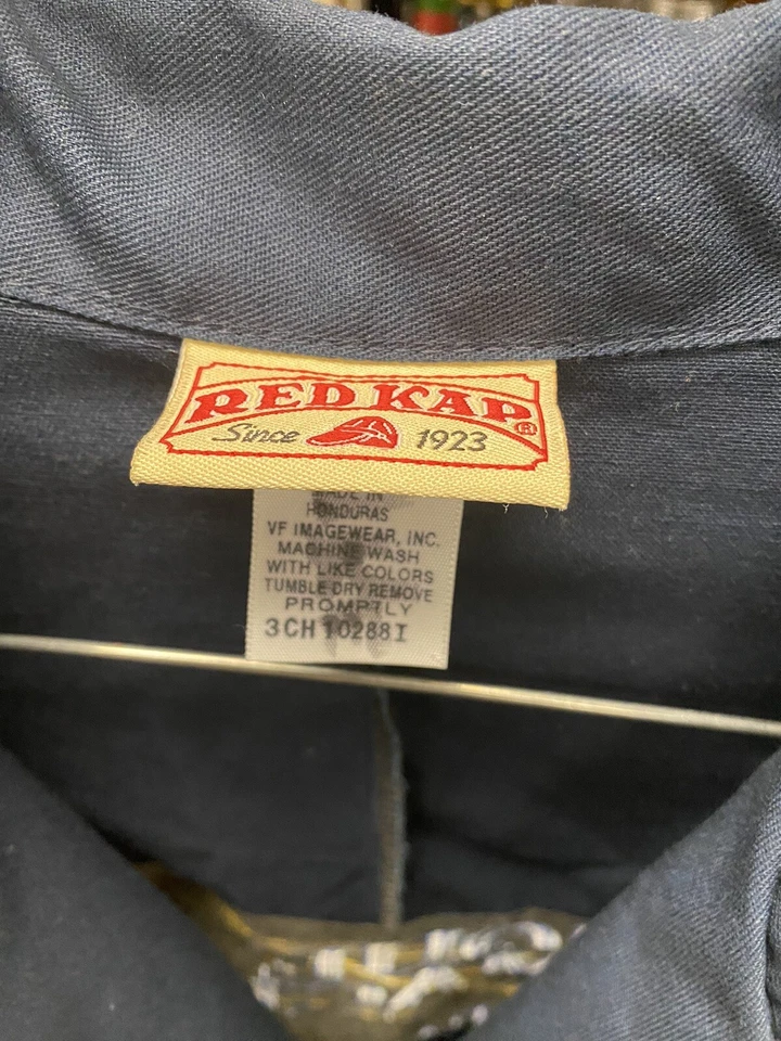 Lab Coat Unique Machine Mens Red Kap Long Embroidered Jacket Size 46 Navy Blue - Image 3 of 4