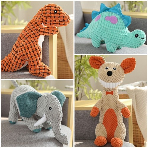 Bite Resistant Pet Toys Corduroy Squeaky Chew Toy New Plush Dinosaur