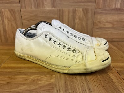 RARE Sz Converse Jack Purcell Shoes White Leather Low