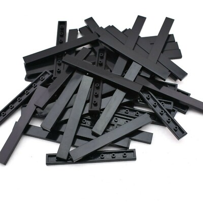 TCM BRICKS Black 1x8 Tile Flat Smooth Finish X50 Compatible Parts 