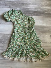 Anthropologie Farm Rio One Shoulder Bird Floral Flower Maxi Dress Sz M