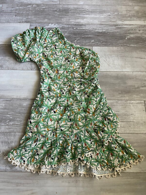 Anthropologie Farm Rio One Shoulder Bird Floral Flower Maxi Dress Sz M |  eBay