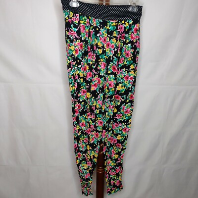 Paris Sport Club woman's size 12 pants multicolor floral back zip straight leg