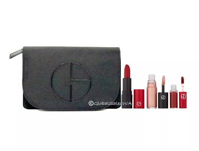 Giorgio Armani Lip Maestro 206 Power Matte 400 Eye Tint 44 Pouch 4-Pc Travel Set