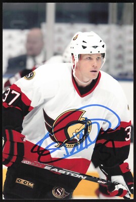 Dean McAmmond Autographed 4x6 Color Photo Ottawa Senators #37 White A