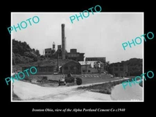 OLD LARGE HISTORIC PHOTO OF IRONTON OHIO VIEW OF THE ALPHA CEMENT PLANT c1940