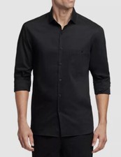 70 Van Heusen Men's Slim-Fit Black Never-Tuck Dress Shirt Size 14-14.5 32/33