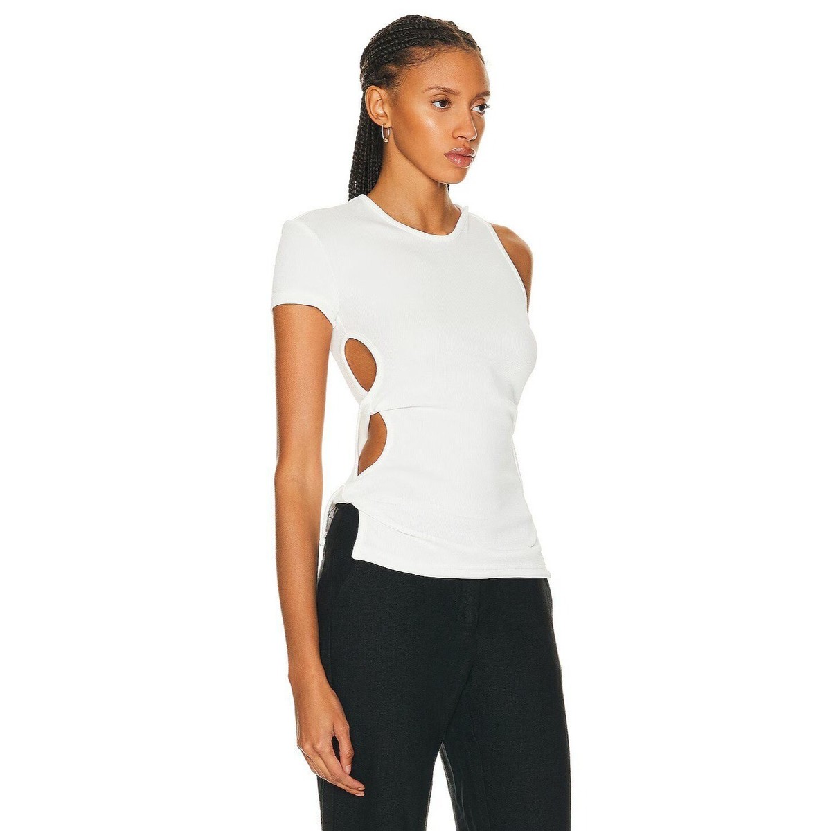 Christopher Esber Open Twist Side Tee in White 2 New Womens Top