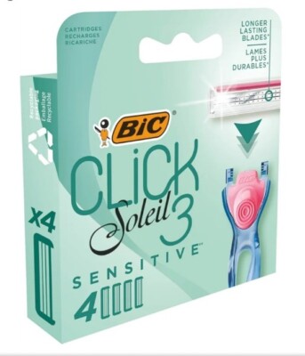 BIC Soleil Sensitive Click 3 Sensitive 4er Pack Klingen Brandneu