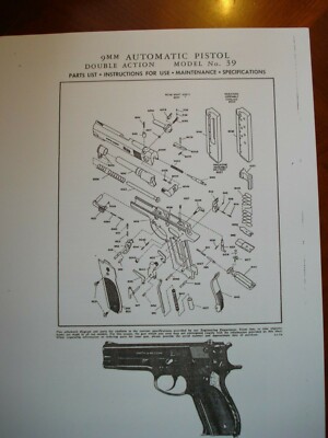 SMITH & WESSON 9mm MODEL 39 AUTOMATIC PISTOL MANUAL OF 2/78 PUB