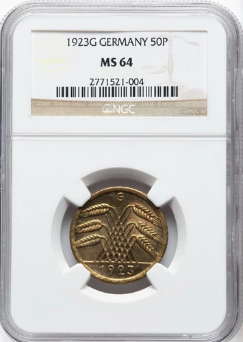 Germany - Weimar 1923 G 50 Pfennig - NGC MS64 - RARE ONLY 5 GRADED HIGHER!