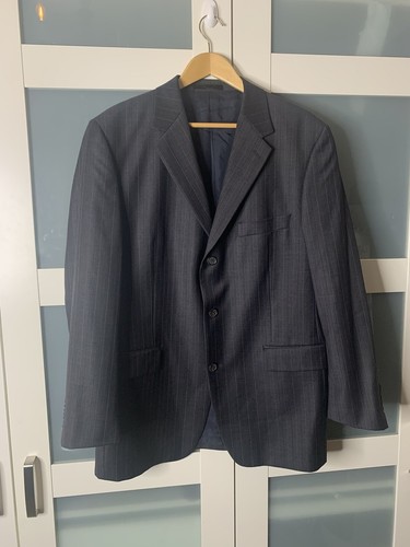 Saint Laurent, Yves Saint Laurent Homme Blazer 52 S Grau Nadelstreifen Wolljacke Vintage YSL EU